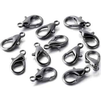 Dětské navlékací korálky Pro Háčkování Karabinka 12 x 7 mm, černý nikl