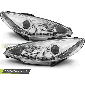 Osvětlení automobilu Tuning-Tec Přední čirá LED světla Peugeot 206 (1998 - 2003) - chromované