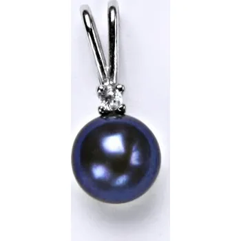 Přívěsek Stříbrný přívěsek přírodní perla černá - P1207A (Stříbrný přívěsek s přírodní perlou a zirkonem)