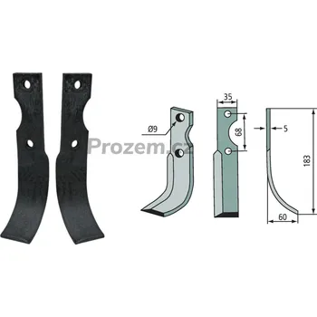 Pracovní nůž Frézovací nůž pravý pro Benassi, RL5012, BL55, BL60, S520, 68/9/183 mm