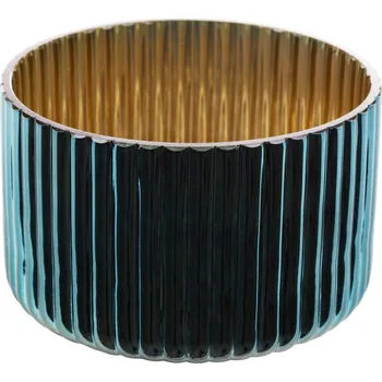 Svícen SKLENĚNÝ DEKORAČNÍ SVÍTNÍK NELA (01) (FI) 12X8 CM TMAVÝ TYRKYSOVÝ