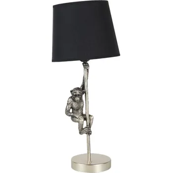 Dekorativní svítidlo Stříbrno černá stolní lampa s opicí