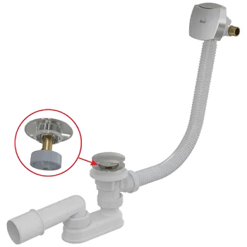 Alca A508CKM vaňový sifón CLICK/CLACK s napúšťaním cez prepad, chróm, L = 57 cm