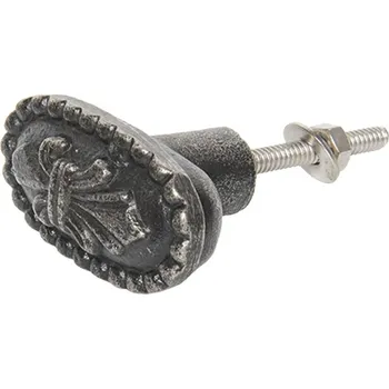 Dveřní kování Šedo-černá kovová úchytka Oval – 5x3x2 cm