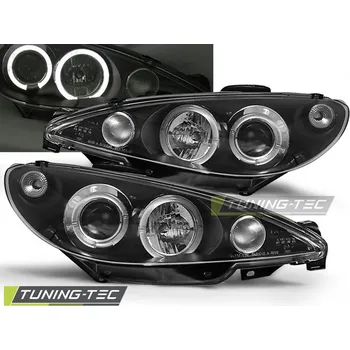Osvětlení automobilu Tuning-Tec Přední čirá světla Peugeot 206 (1998 - 2003) - černé - Angel Eyes