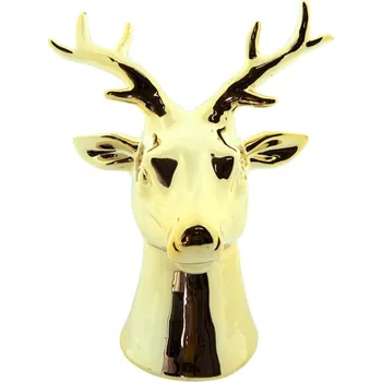 Zlatá porcelánová dekorace Jelen L – 15x12x19 cm