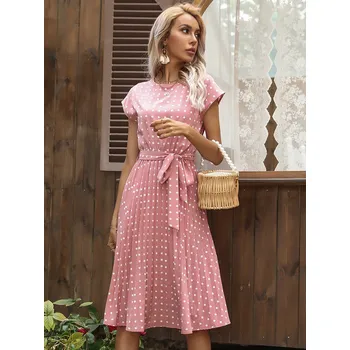 Dámské šaty Dámské letní plážové šaty s jemným puntíkatým vzorem Barva: Růžová, Velikost: XXL