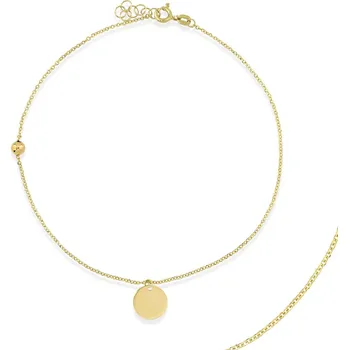 Řetízek Lillian Vassago Zlatý řetízek na nohu s placičkou a kuličkou LLV22-GBL017Y