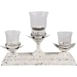 Kovový šedý svícen na 3 čajové svíčky Neele – 36x12x25 cm