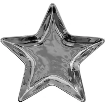 Stříbrná keramická miska ve tvaru hvězdy Silver Star – 16x16x2 cm