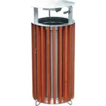 Dřevěný koš se stříškou, kulatý, odstín dřeva mahagon, objem 50 l, výška 940 mm