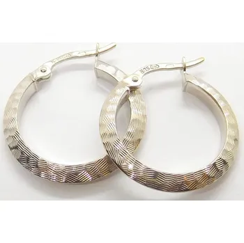 Náušnice Klenoty Budín Zlaté gravírované náušnice kroužky z bílého zlata 585/1,69gr HK2157 (Klenoty Budín Zlaté gravírované náušnice kroužky z bílého zlata 585/1,69gr HK2157)