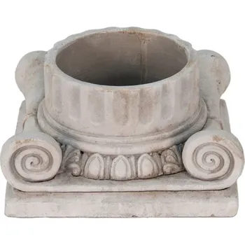 Obal na květináč Cementový květináč ve tvaru hlavice antického sloupu Dórský – 21x21x11 cm