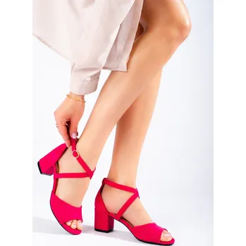 Dámské sandále Luxusní sandály dámské růžové na širokém podpatku 37