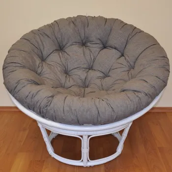 Papasan Axin Trading s.r.o. Ratanový papasan 100 cm bílý, polstr šedý melír