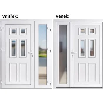 Vchodové dveře Dvoukřídlé vchodové dveře plastové Soft Becca+Sklo Nisip, Bílá/bílá, 150x200 cm, levé