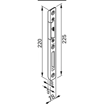 Dveřní kování ROTO Hlavní protikus pro dřevěné dveře hladký 4 mm Směr: pravý