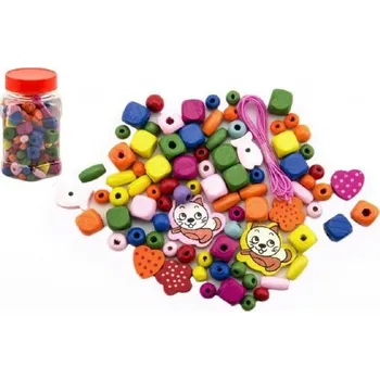 Dětské navlékací korálky Korálky dřevěné barevné v dóze