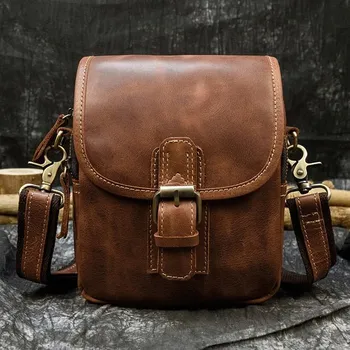 Pánská crossbody brašna z pravé kůže Barva (Varianta): Design1 hnědá