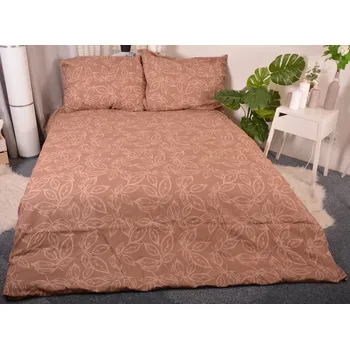 Povlečení Aaryans francouzské bavlněné povlečení Floria hnědé 220x200/70x90cm