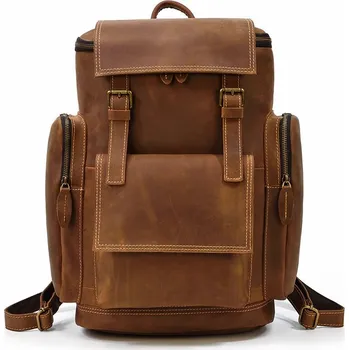 Sportovní batoh Retro kožený batoh na notebook a cesty Barva (Varianta): Světle hnědá