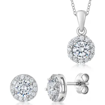 Souprava šperků SOFIA stříbrný set náušnice, přívěsek a řetízek COEZB95123+COPZA100738