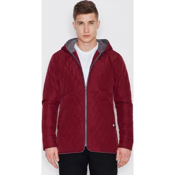 Vínová prošívaná bunda s kapucí V009 Deep red Velikost: L