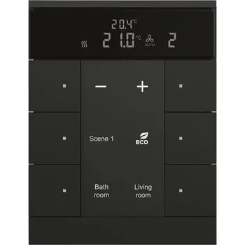 vypínač a zásuvka ABB TENTON Ovladač 2CKA006330A0037 6násobný kombinovaný s podružným termostatem, mechová černá, SBS/U6.0.1-885 2CKA006330A0037