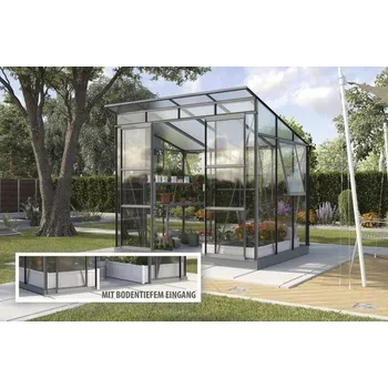 Skleník Skleník Vitavia Playa 5900 kombinace skla a polykarbonátu 258 x 229,4 cm černý vč. základového rámu
