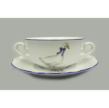 Šálek na polévku 0,35 l, husy, český porcelán, Leander