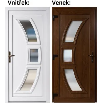 Vchodové dveře Plastové vchodové dveře Soft Celia, Zlatý dub/bílá, 100x210 cm, levé, otevírání VEN