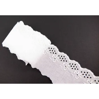 Krajka Bavlněná madeira - bílá - šířka 6,4 cm