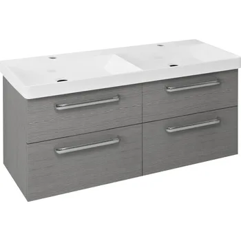 Koupelnový nábytek Sapho THEIA dvojumyvadlová skříňka 116x50x44,2cm, 4xzásuvka, dub stříbrný TH120-1111