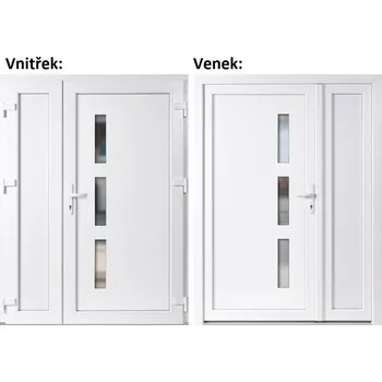 Vchodové dveře Dvoukřídlé vchodové dveře plastové Soft Venus+Panel Plný, Bílá/bílá, 150x200 cm, pravé