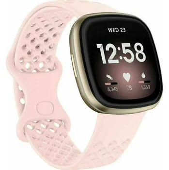 Příslušenství k chytrým hodinkám eses Silikonový řemínek dírkovaný pro Fitbit Versa 3 a 4, Sense 1 a 2 - Velikost L, růžový