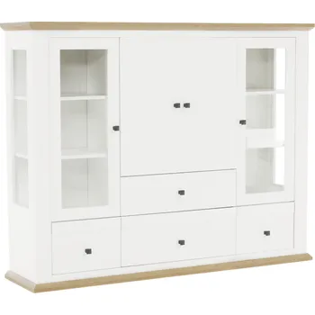 Obývací stěna Vitrína MZ6, bílá/dub grand, LEON