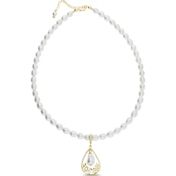 Náhrdelník Stříbrný pozlacený náhrdelník bílý perlový Caresse NFG5843W6W White Pearl