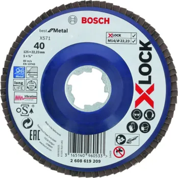 Brusný kotouč BOSCH X-LOCK Best for Metal Lamelový brusný kotouč X571, 125x22,23mm , G40 2608619209 free_store_pickup