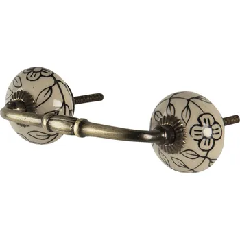 Dveřní kování Krémovo černé madlo Isabelle - 14*4*3 cm