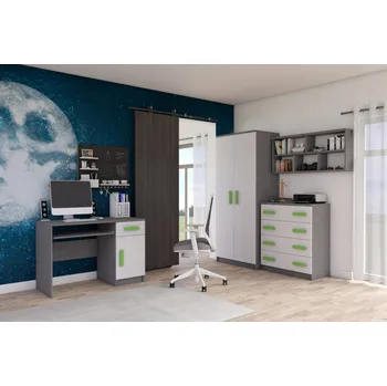 Obývací stěna Dětský pokoj SMYK II/ARIELA šedá/bílá, sestava A