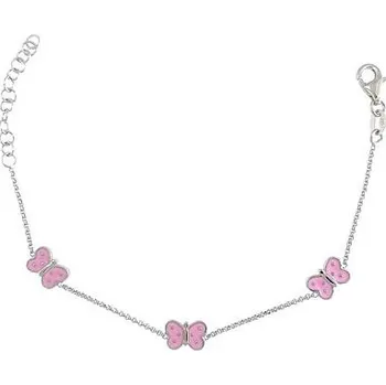 Náramek Stříbrný náramek s růžovým motýlkem