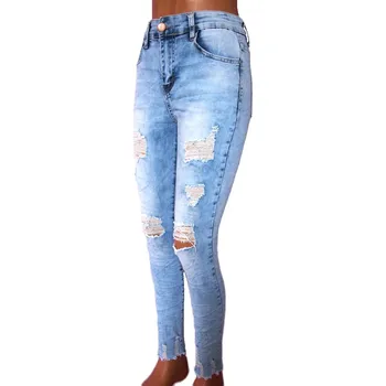 Dámské trhané džíny Barva: Modrá, Velikost: 25