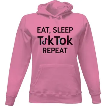 Dámská mikina Dámská mikina s kapucí s potiskem Eat, sleep, TikTok, repeat dámské