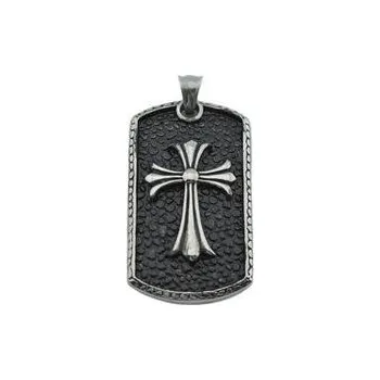 Přívěsek Doria Přívěsek z oceli stříbrný medailon s křížem F358