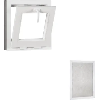 Okno Sada plastové okno 50x50 sklopné, bíle + hliníková síť proti hmyzu