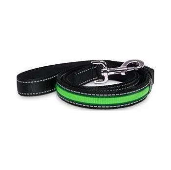 Vodítko pro psa Flamingo LED nylonové vodítko zelené s USB nabíjením, 120cm