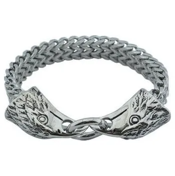 Náramek Doria Náramek z oceli stříbrný s hlavami orla N206