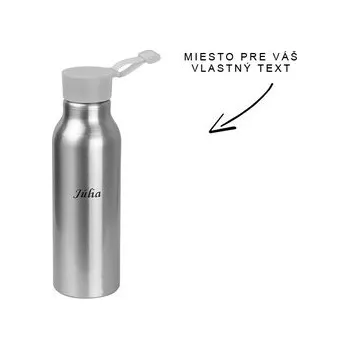 Láhev Doria Kovová láhev 600 ml, silokónové víčko šedé