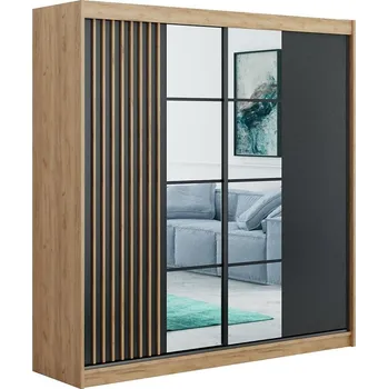 Šatní skříň Skříň Larysa 203 černá/crafy craft zlatý