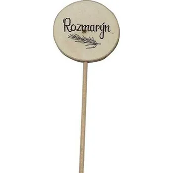 Bohemia Gifts Dřevěný zápich k bylinkám s potiskem - Rozmarýn průměr kolečka je 5 - 8 cm